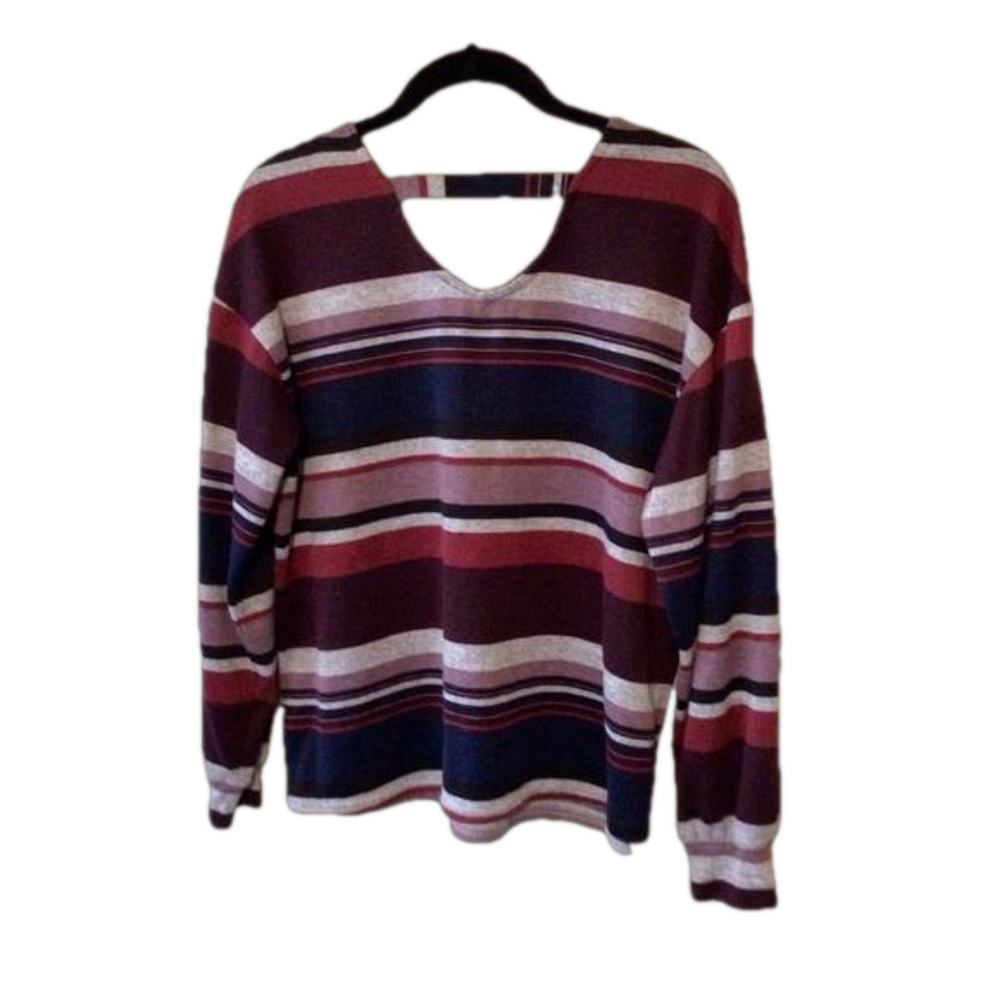 DB Sunday Brown Gray Striped Top S